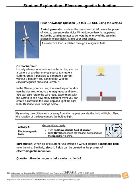 Electromagnetic Induction Explorelearning Gizmo Answers