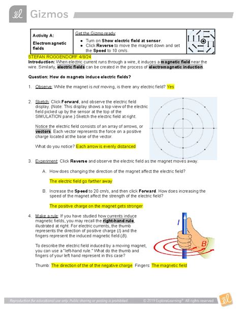 Electromagnetic Induction Gizmo Answer Key