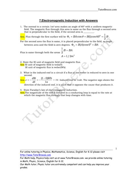 electromagnetic induction problems and solutions