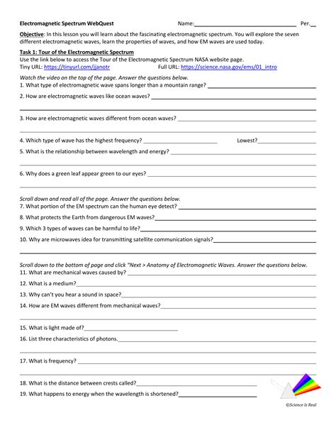 Electromagnetic Spectrum Webquest Answer Key