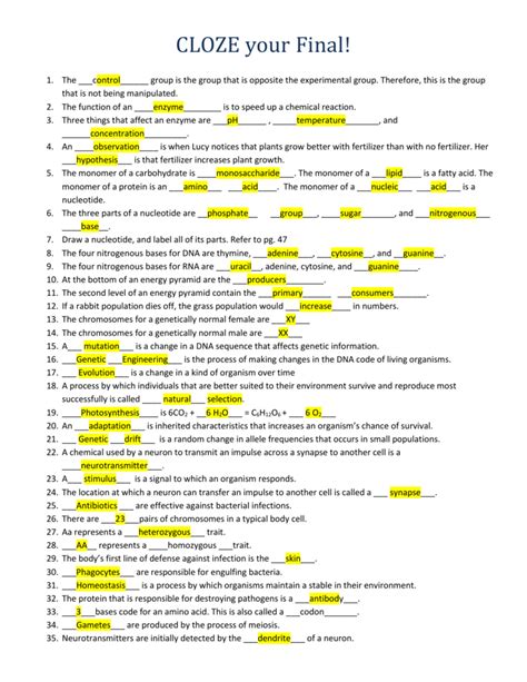 Electromagnetism Cloze Answer Key