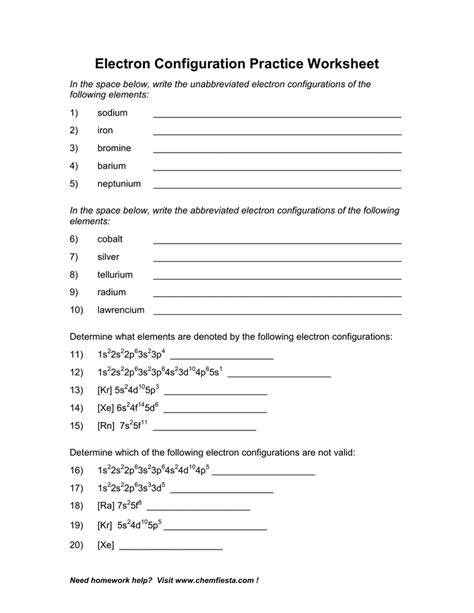 electron configuration answer key