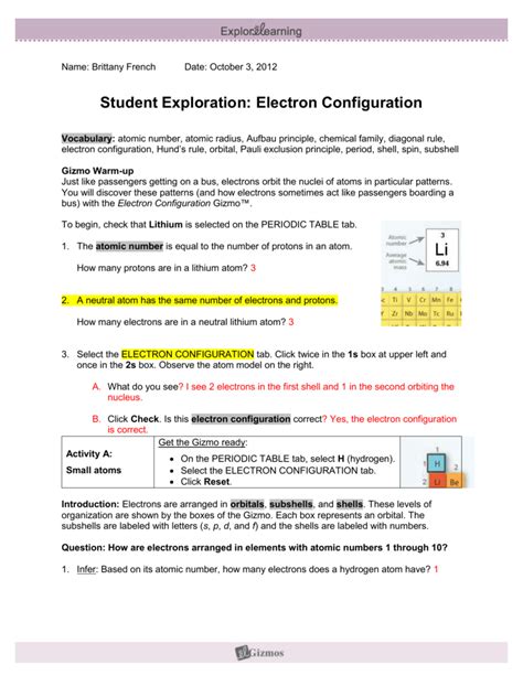 Electron Configuration Gizmos