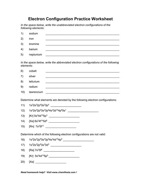 Electron Configuration Practice Worksheet
