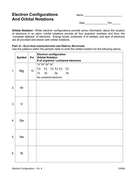 Electron Configuration Worksheets With Answers Extensive Guide To Atomic Orbitals Worksheet Answers - Atomic Orbitals Worksheet Answers
