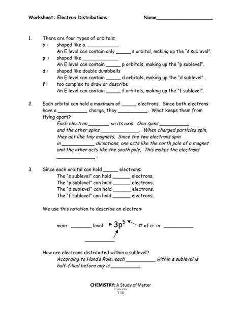 electron distributions review answer key