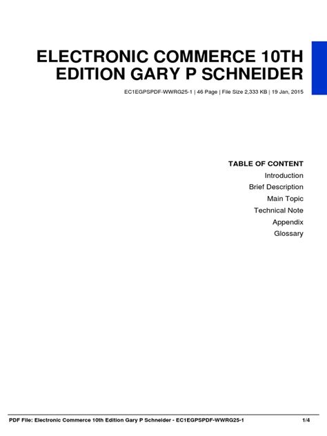 Electronic Commerce 10th Edition Gary P Schneider