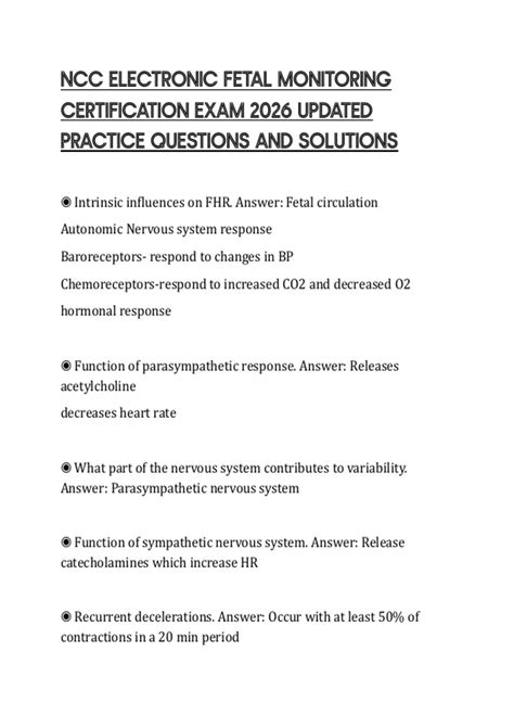 electronic fetal monitoring certification practice questions