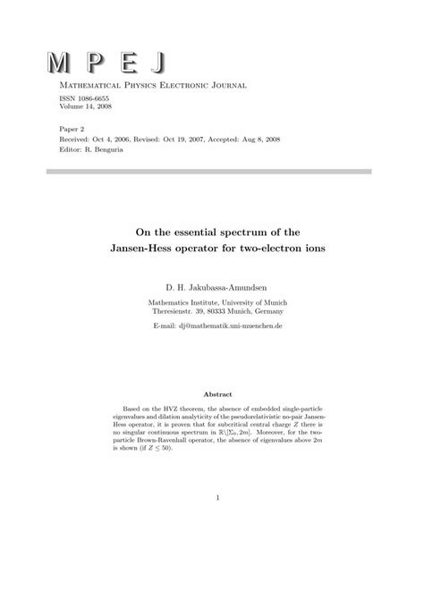 Electronic Journal Of Mathematical Analysis And Applications