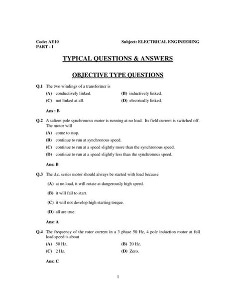 Electronics Engineering Objective Questions Answers