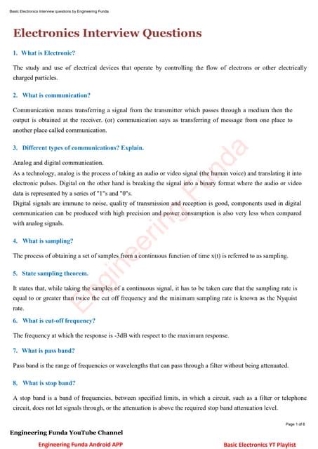 Electronics Interview Questions