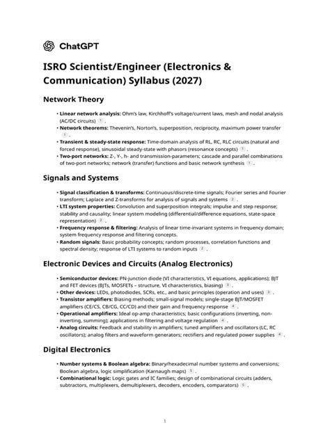 electronics syllabus for isro scientist exam