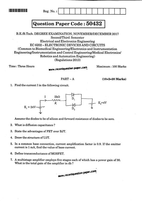 Read Online Electronics Devices And Circuits Sample Question Paper 