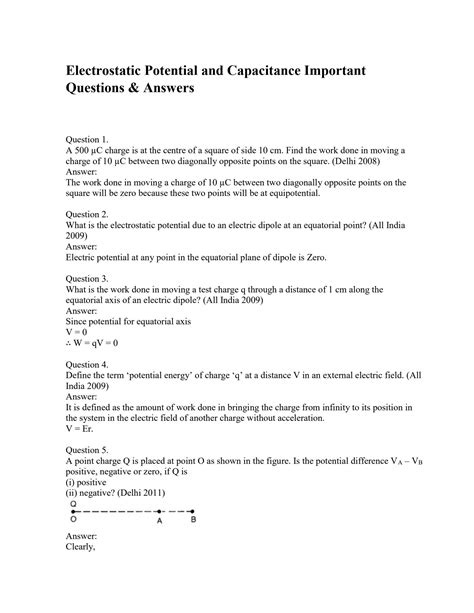Electrostatic With Important Question Answers