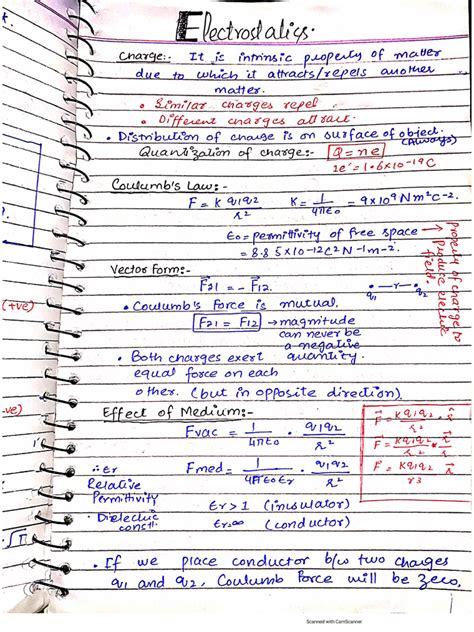 Electrostatics Notes Pdf