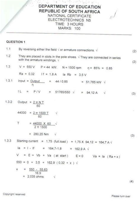 Download Electrotechnics N5 November 2012 Question Paper 