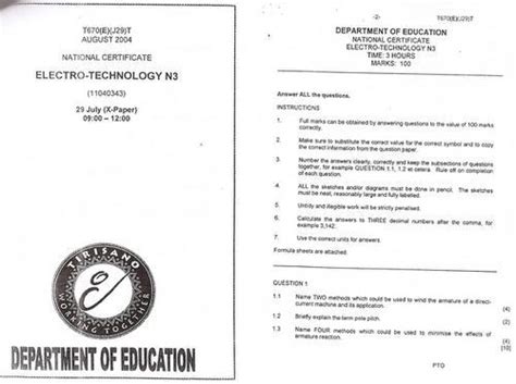 Download Electrotechnology N3 Exam Papers 