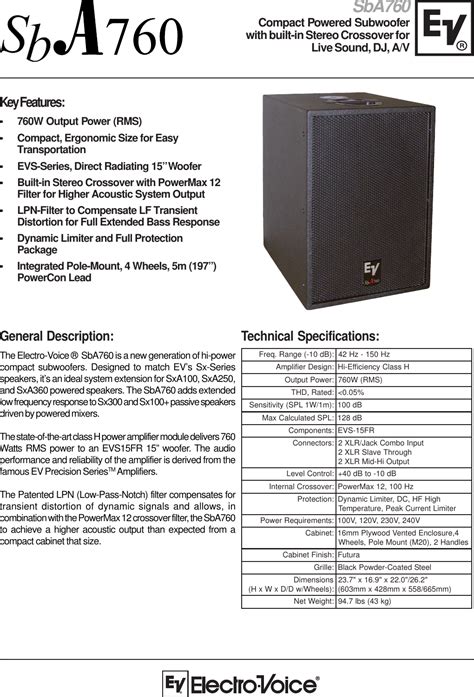 Full Download Electrovoice Sx250 User Guide 