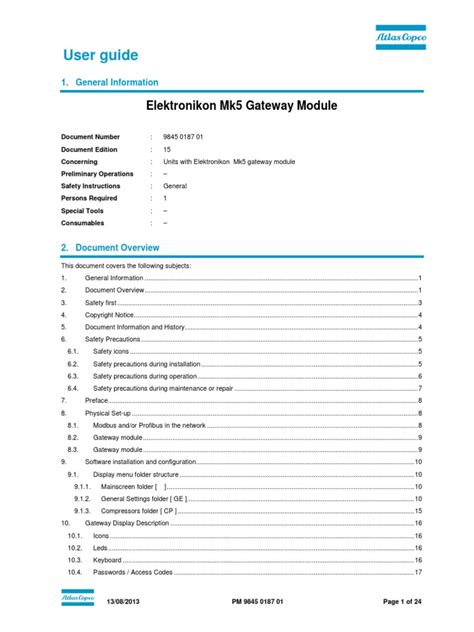 Read Elektronikon Mk5 User Manual User Manuals By Gengo Hara 