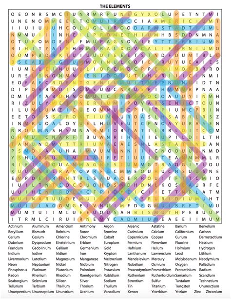 Element Word Search Answer Key