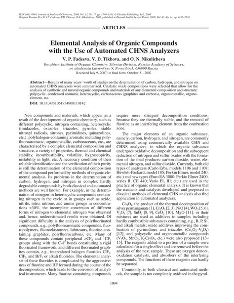 Elemental Analysis Of Organic Compounds With The Use Of