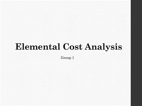 Elemental Cost Analysis Pdf