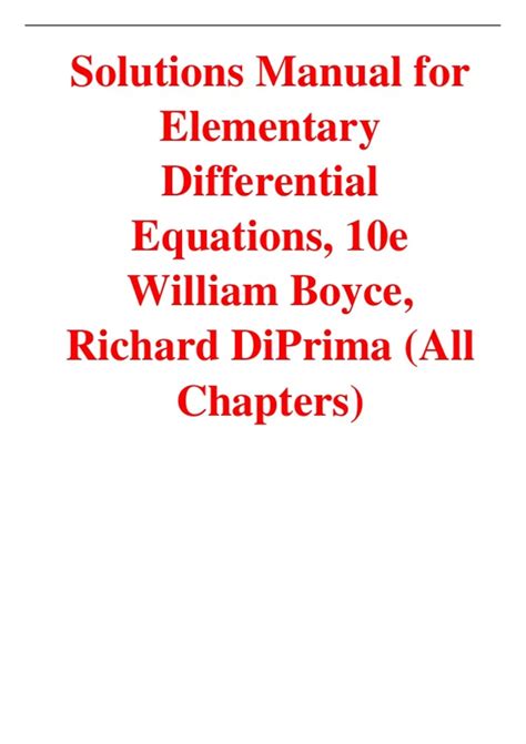Elementary Differential Equations 10th Solutions
