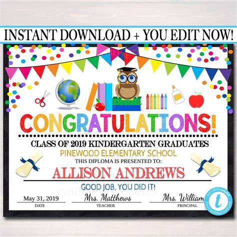 elementary graduation diploma templates