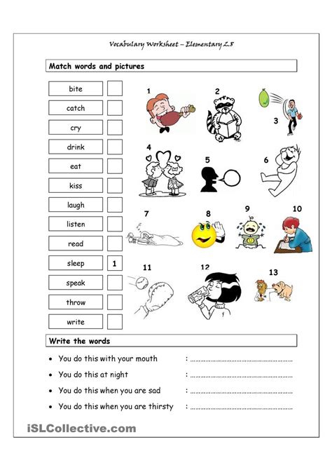 Elementary Level Vocabulary U0027getu0027 Matching Worksheet Answer Vocabulary Matching Worksheet - Vocabulary Matching Worksheet