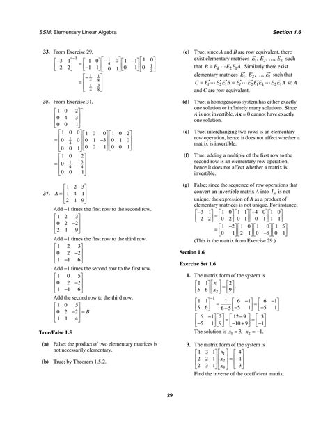 Elementary Linear Algebra Math 135a