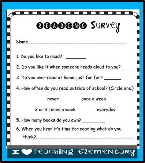  Elementary Reading Interest Survey - Elementary Reading Interest Survey