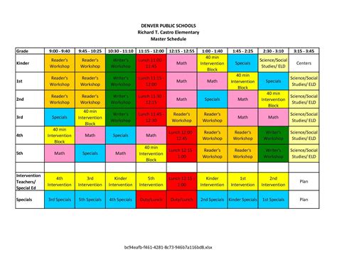 elementary school master scheduling Google Search Master schedule