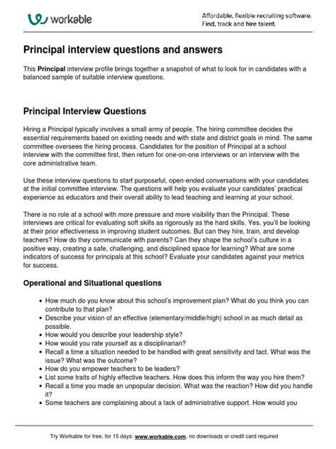 elementary school principal interview questions and answers