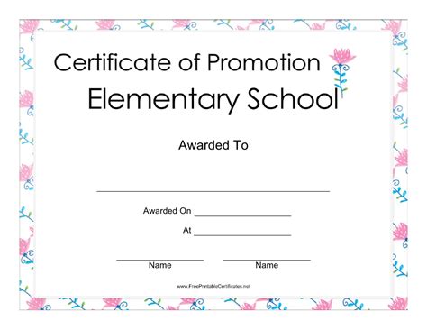 Elementary School Promotion Certificates