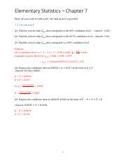 Elementary Statistics Chapter 7