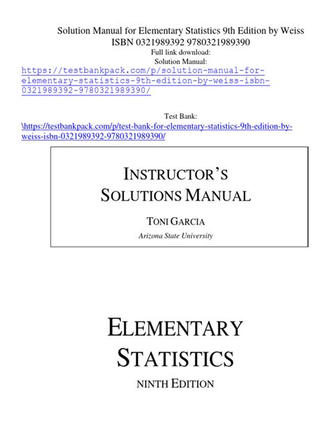 Elementary Statistics Solution Manual Download