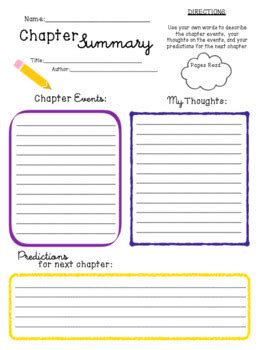 Full Download Elementary Chapter Summary Template 