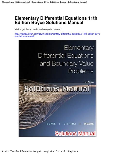 Full Download Elementary Differential Equations Boyce Solution Manual Pdf File Type Pdf 