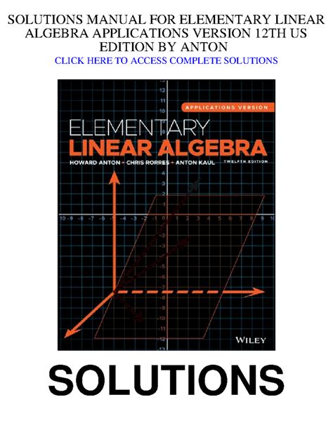 Read Elementary Linear Algebra Applications Version Solutions 