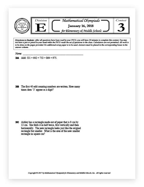 Full Download Elementary Math Olympiad Practice Problems 