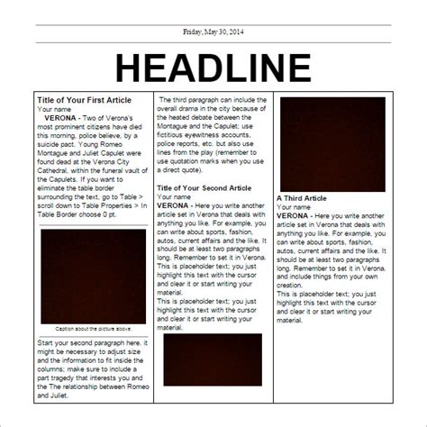 Read Elementary School Newspaper Template 