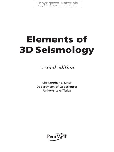 Elements Of 3d Seismology