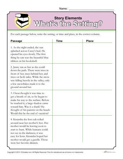Elements Of A Story Worksheet Introducing The Elements Worksheet - Introducing The Elements Worksheet