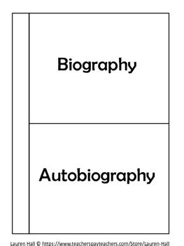 elements of biography and autobiography foldable