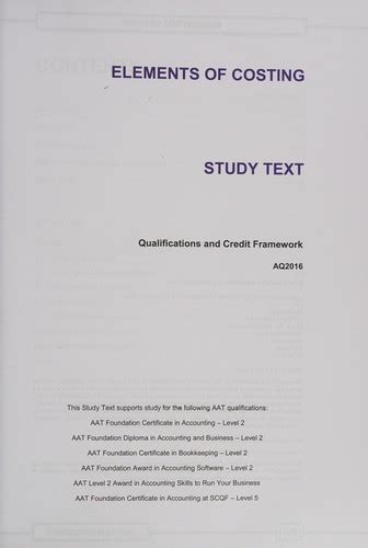 Elements Of Costing Study Text