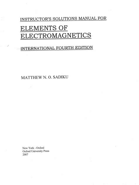 Elements Of Electromagnetics 4th Edition