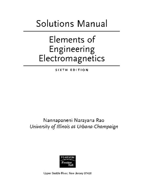 Elements Of Engineering Electromagnetics Solution Rao