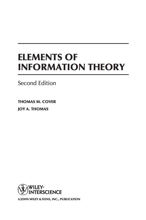 Elements Of Information Theory 2nd Edition Solution