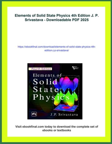 Elements Of Solid State Physics By J P Srivastava