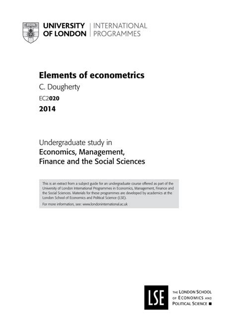 Download Elements Of Econometrics University Of London 